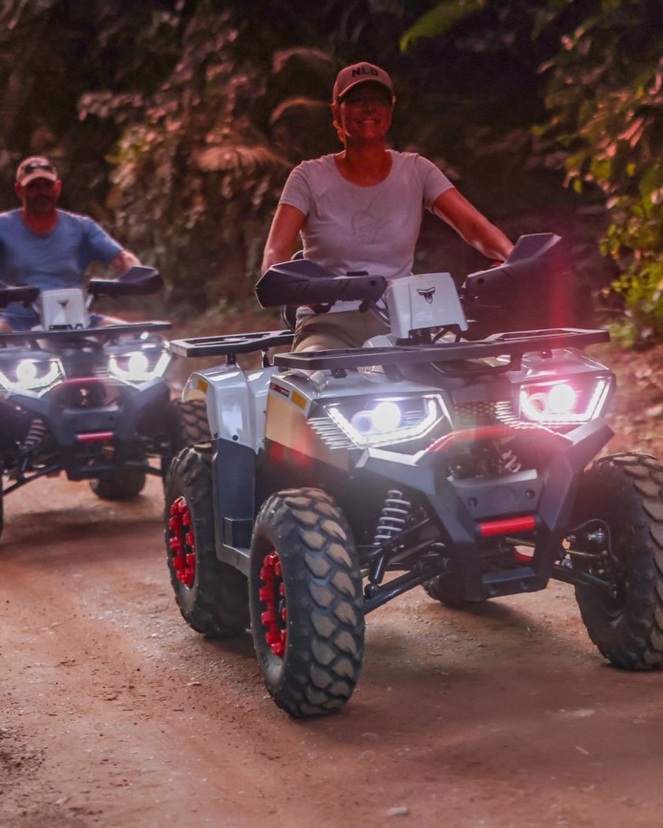 Quad biking on a forest track